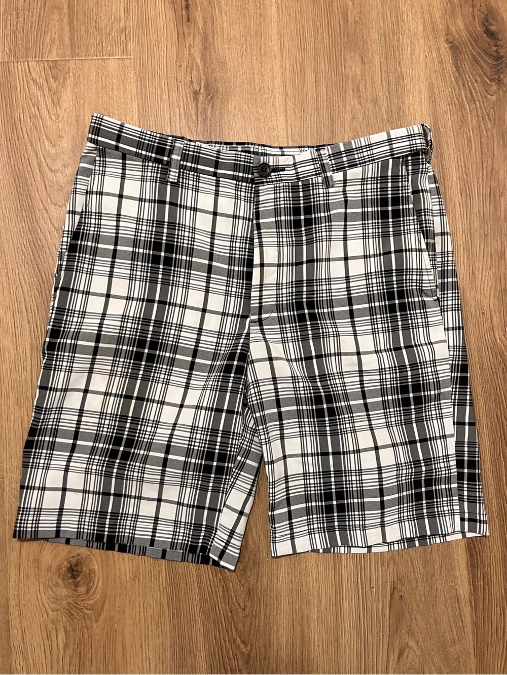 Men's Black & White Plaid Shorts